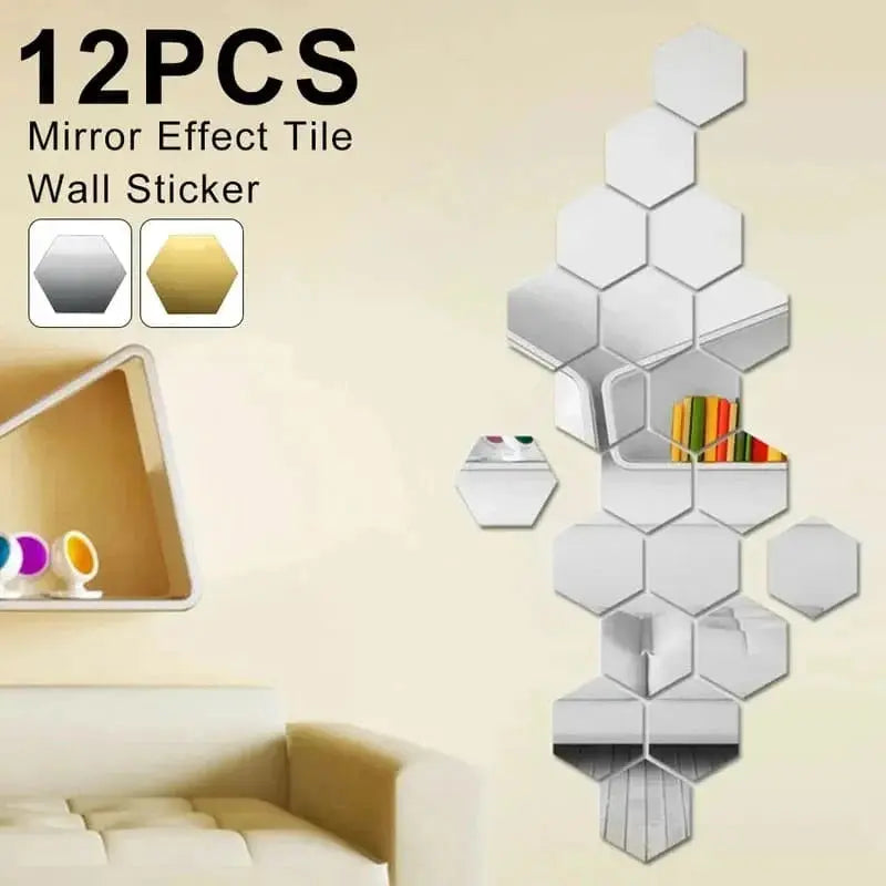Hexagon Mirror Effect Wall Stickers SmartAura