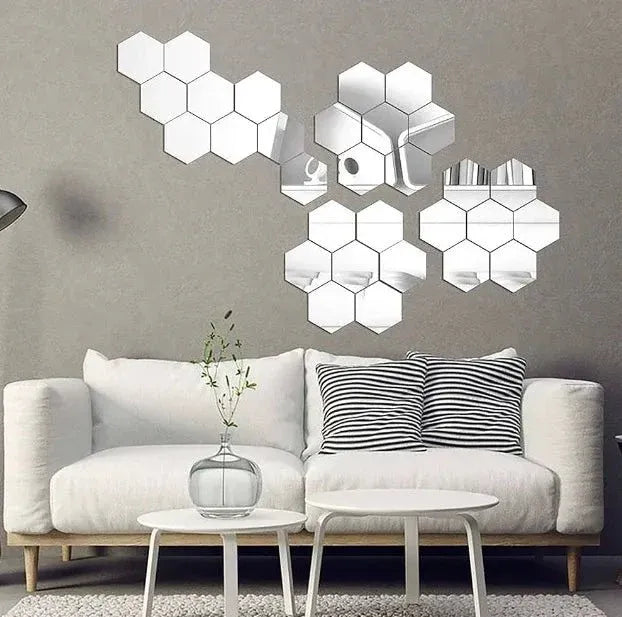 Hexagon Mirror Effect Wall Stickers