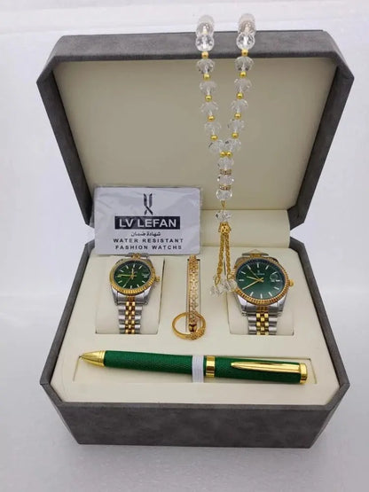 "Men's Stainless Steel Set: Watch, Rosary, Pen & Cufflinks" SmartAura