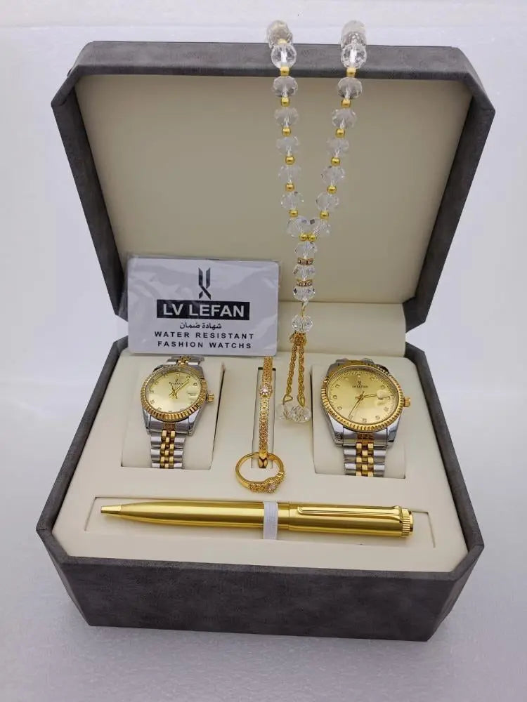 "Men's Stainless Steel Set: Watch, Rosary, Pen & Cufflinks" SmartAura