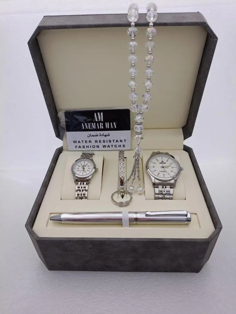 "Men's Stainless Steel Set: Watch, Rosary, Pen & Cufflinks" SmartAura
