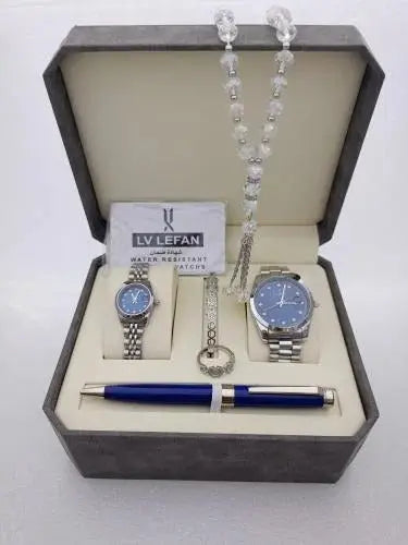 "Men's Stainless Steel Set: Watch, Rosary, Pen & Cufflinks" SmartAura